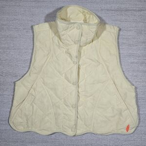 Free People Movement Quinn Quilted Puffer Vest XS Yellow Oversized Scallop Hem